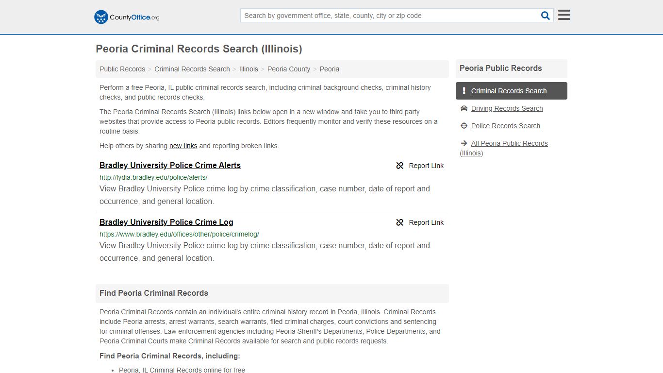Peoria Criminal Records Search (Illinois) - County Office