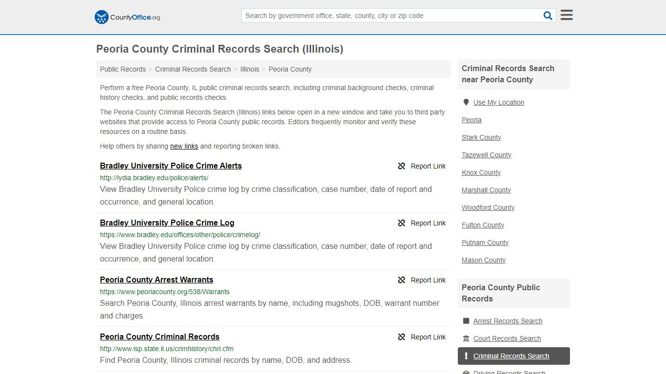 Peoria County Criminal Records Search (Illinois) - County Office